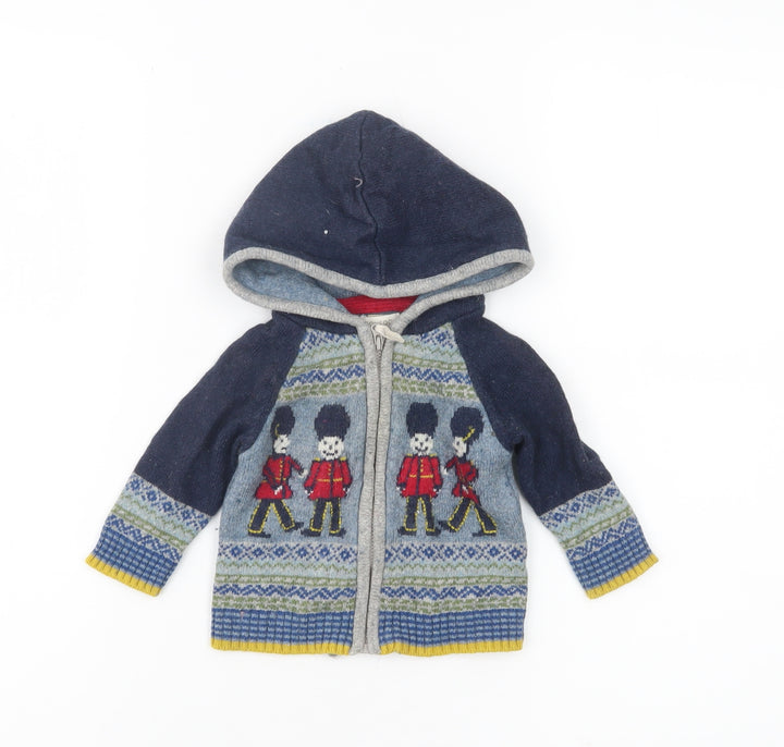 Monsoon Baby Unisex Blue Knit Hooded Cardigan 3-6 Months London Guard Design
