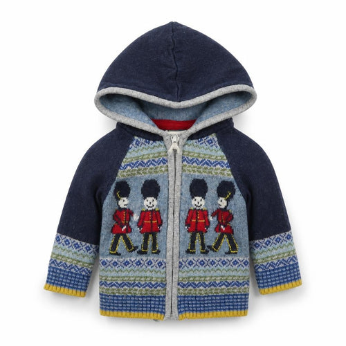 Monsoon Baby Unisex Blue Knit Hooded Cardigan 3-6 Months London Guard Design