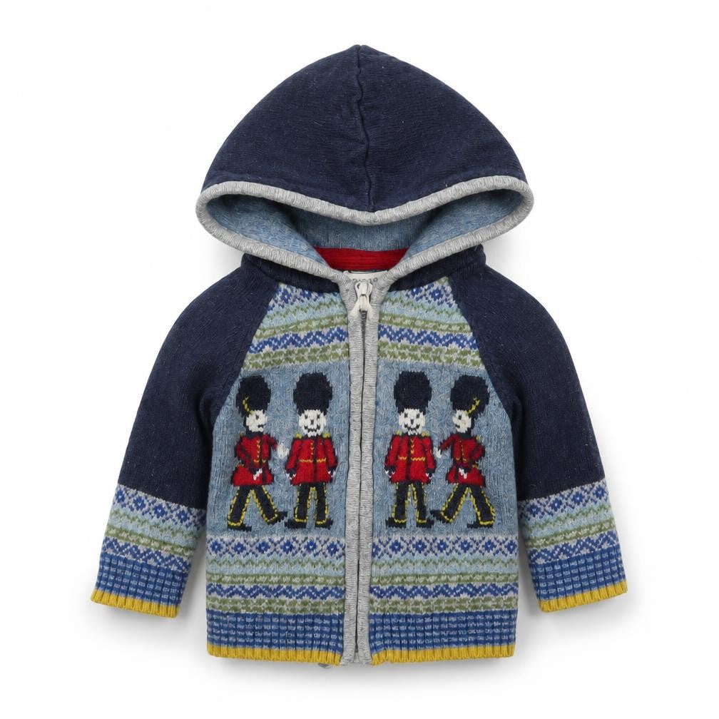 Monsoon Baby Unisex Blue Knit Hooded Cardigan 3-6 Months London Guard Design
