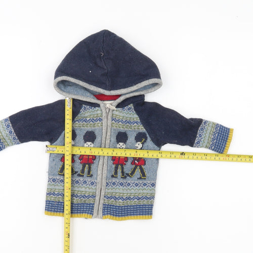 Monsoon Baby Unisex Blue Knit Hooded Cardigan 3-6 Months London Guard Design