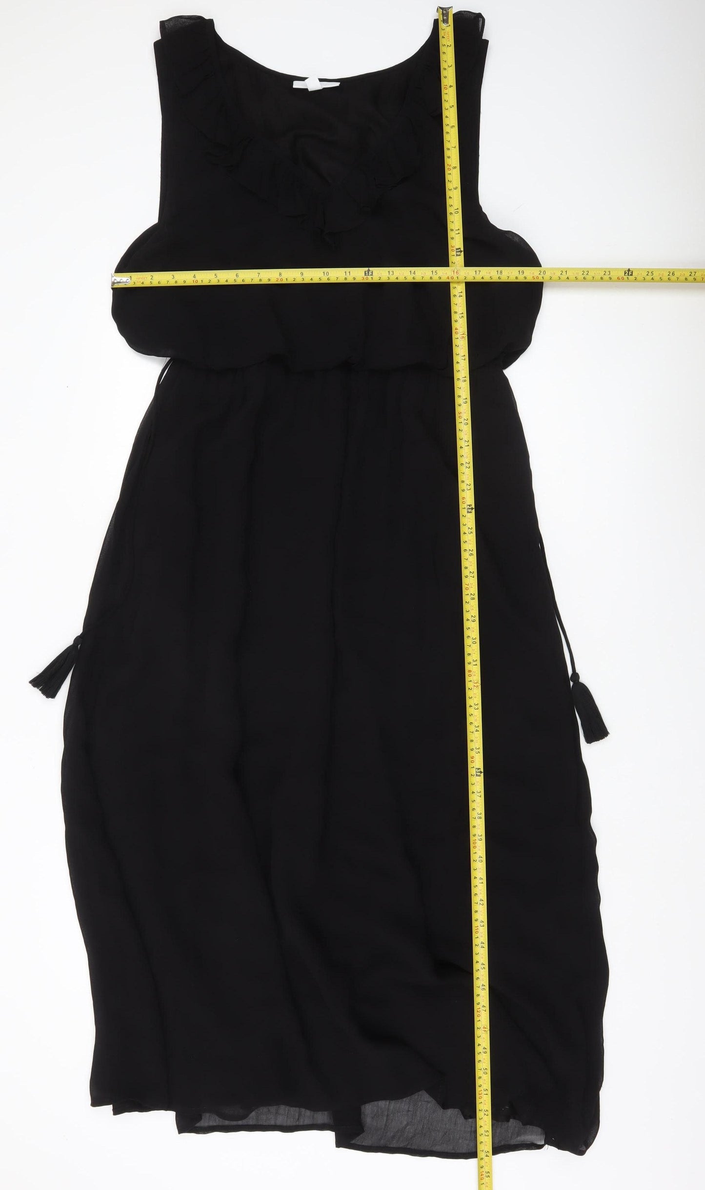 The White Company Women’s Black Ruffle Shift Dress Size 16