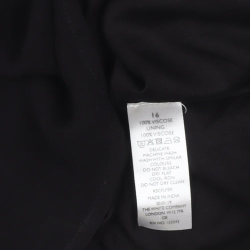 The White Company Women’s Black Ruffle Shift Dress Size 16