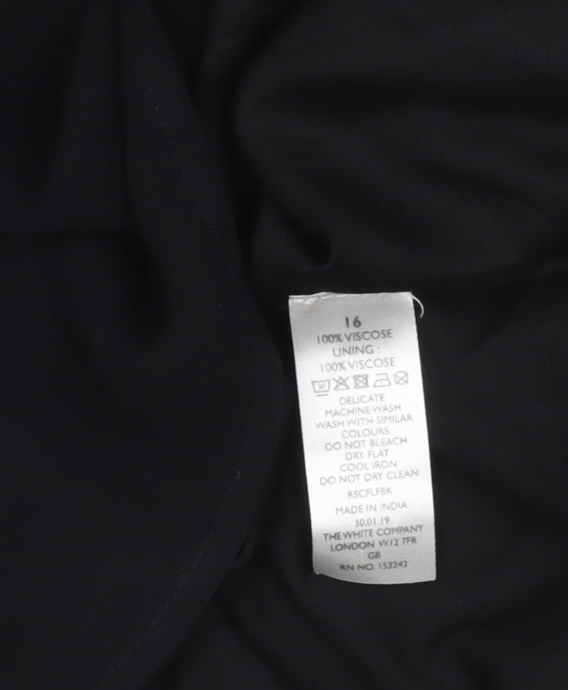 The White Company Women’s Black Ruffle Shift Dress Size 16