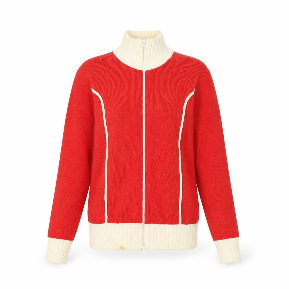 H&M Women’s Red Full Zip Jumper Size 12 High Neck Knit