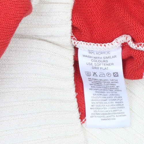 H&M Women’s Red Full Zip Jumper Size 12 High Neck Knit