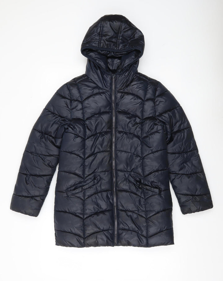 Bluezoo Girls Black Puffer Jacket Coat Hooded Age 11-12 Years Mid-Length
