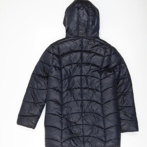 Bluezoo Girls Black Puffer Jacket Coat Hooded Age 11-12 Years Mid-Length