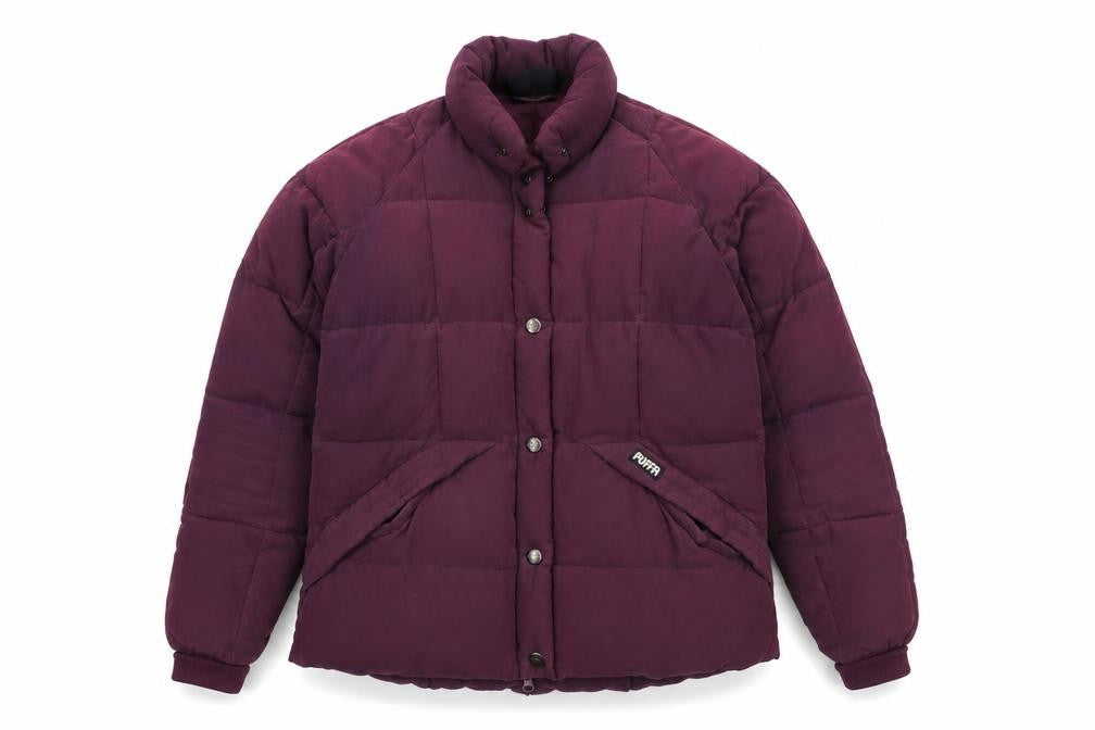Front view of Puffa women’s purple, size UK 10, puffer jacket insulated winter coat