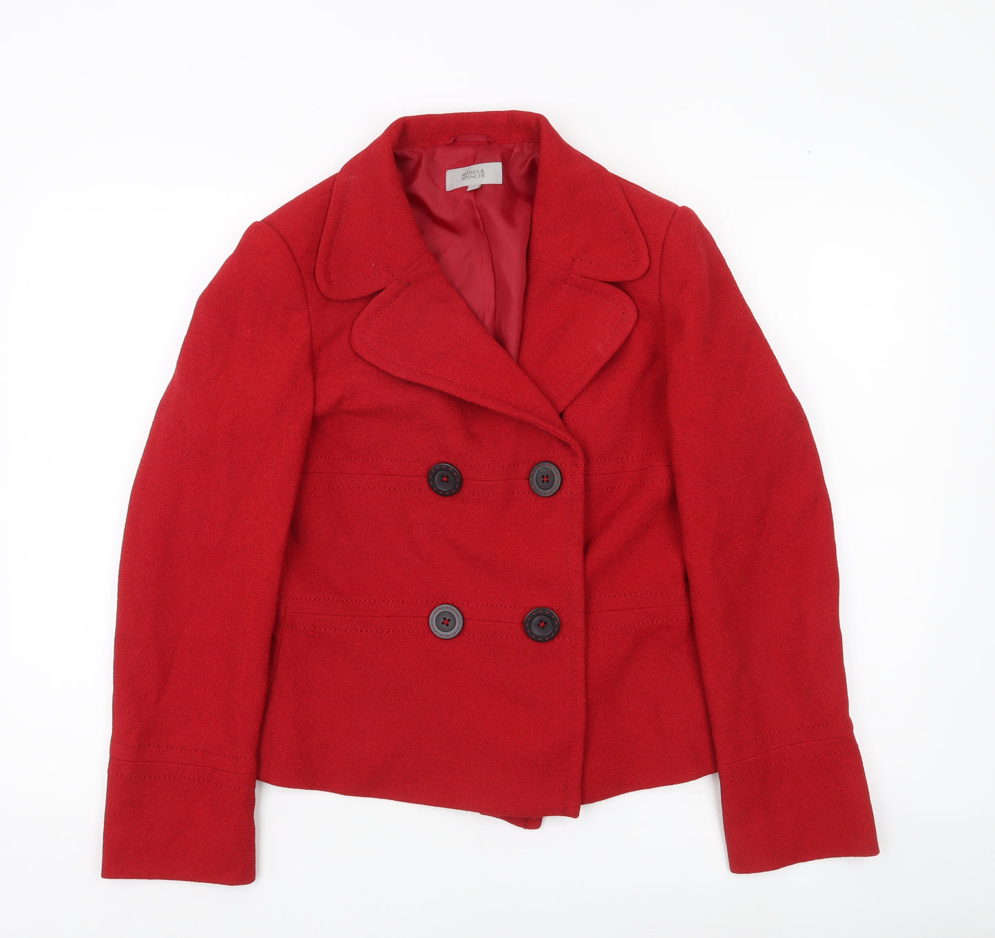 Marks and Spencer Women’s Red Wool Blend Blazer Coat Size 12