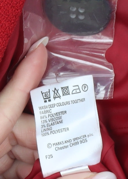 Marks and Spencer Women’s Red Wool Blend Blazer Coat Size 12