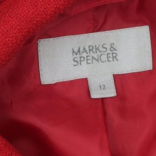 Marks and Spencer Women’s Red Wool Blend Blazer Coat Size 12
