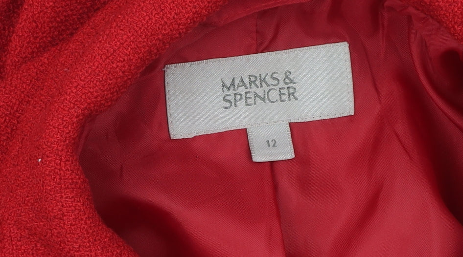 Marks and Spencer Women’s Red Wool Blend Blazer Coat Size 12