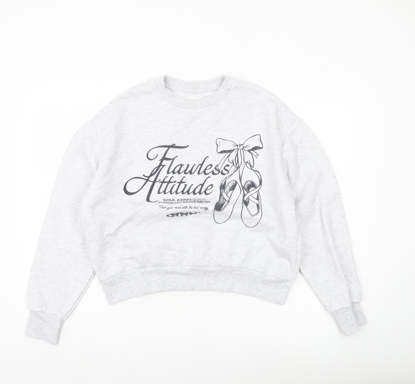 Pull&Bear Women’s Grey Graphic Print Sweatshirt Size S
