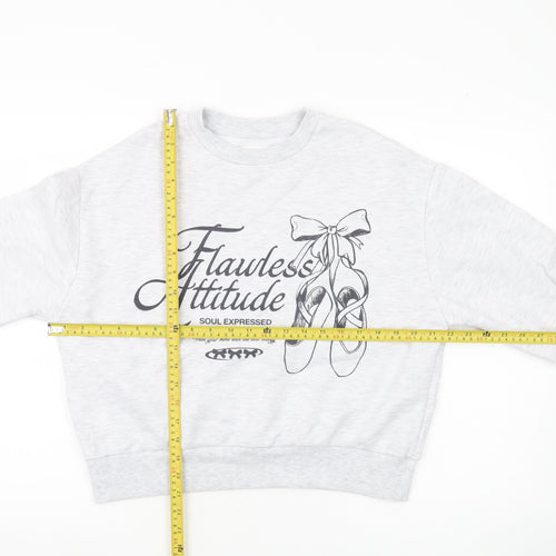 Pull&Bear Women’s Grey Graphic Print Sweatshirt Size S