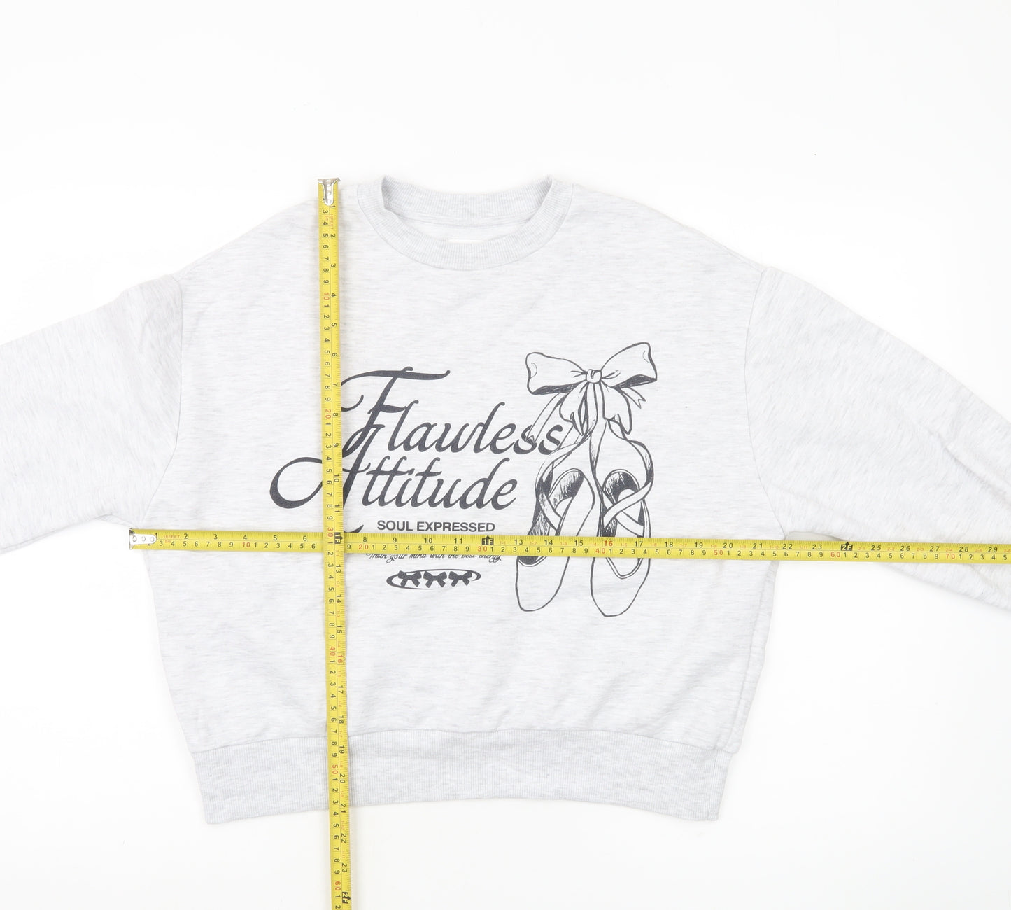 Pull&Bear Women’s Grey Graphic Print Sweatshirt Size S