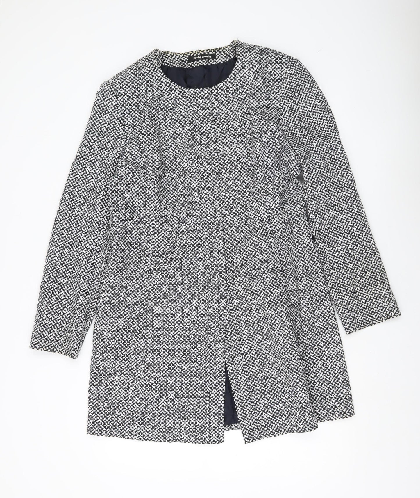 Betty Barclay Women’s Black Geometric Mid-Length Coat Size 14
