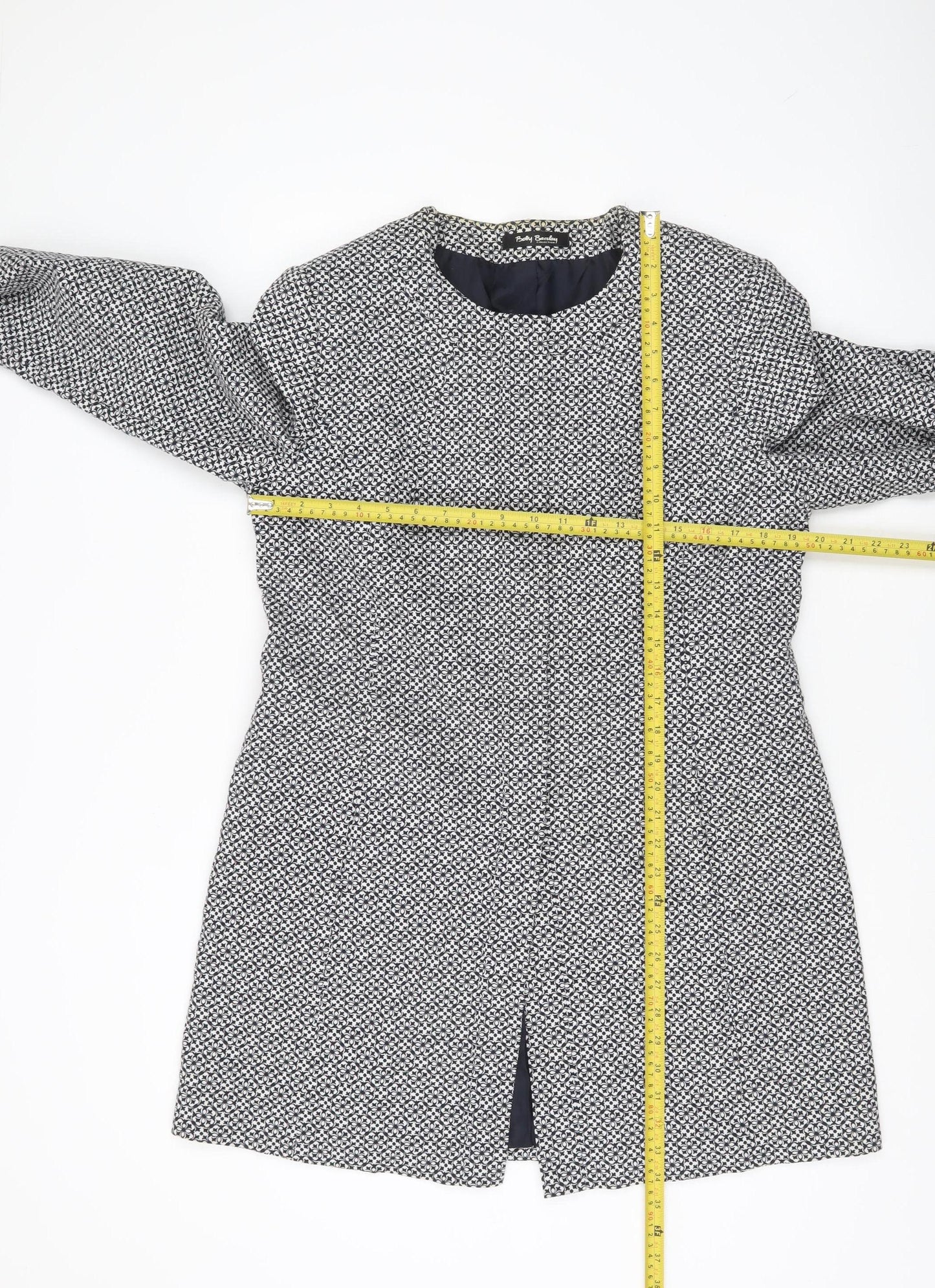Betty Barclay Women’s Black Geometric Mid-Length Coat Size 14