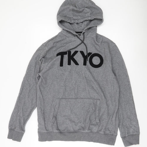 F&F Men’s Grey TKYO Pullover Hoodie L Logo Graphic Hooded Sweatshirt