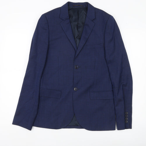 Topman Men’s Blue Slim Fit Wool Blend Blazer Jacket Size 36