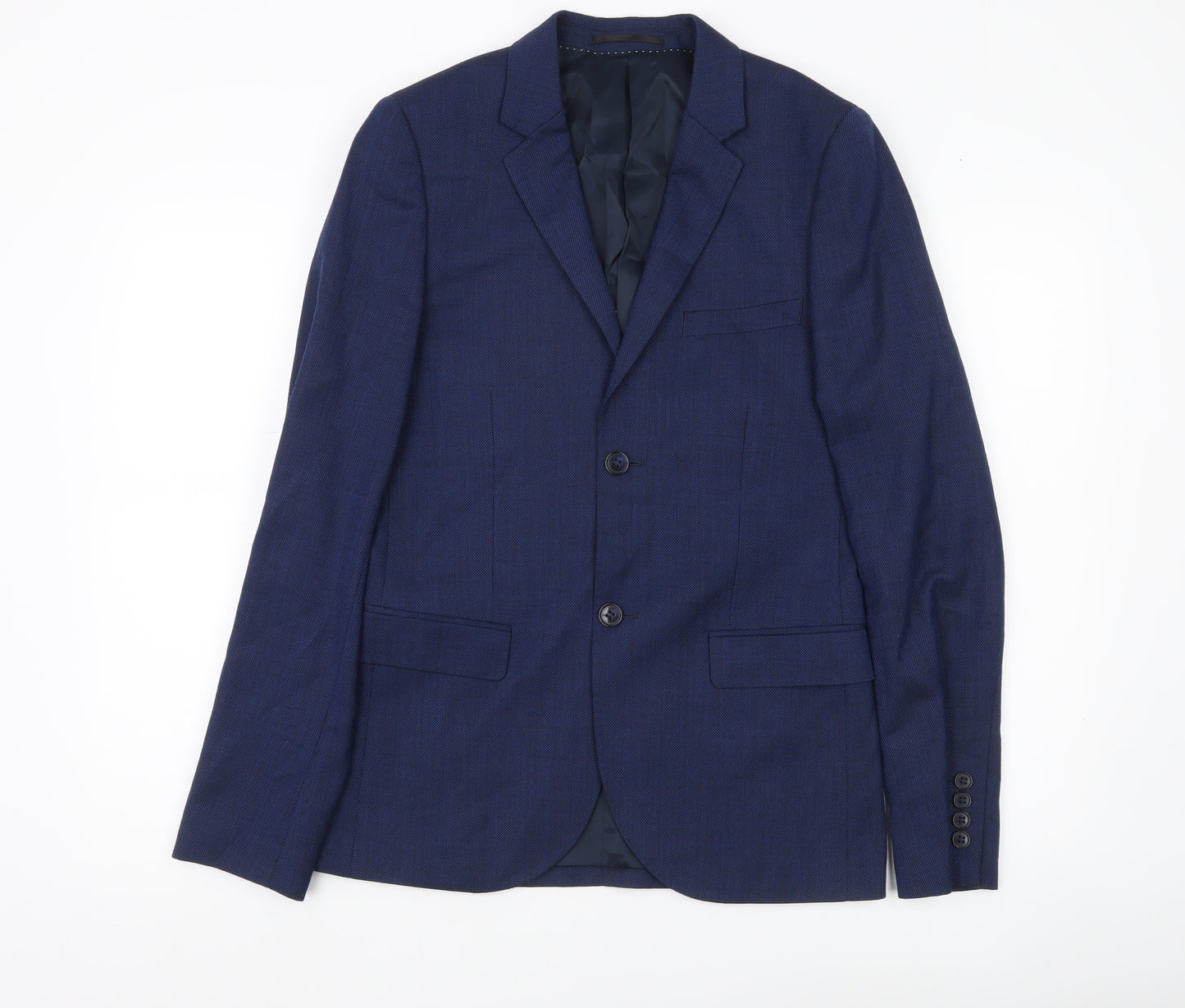 Topman Men’s Blue Slim Fit Wool Blend Blazer Jacket Size 36