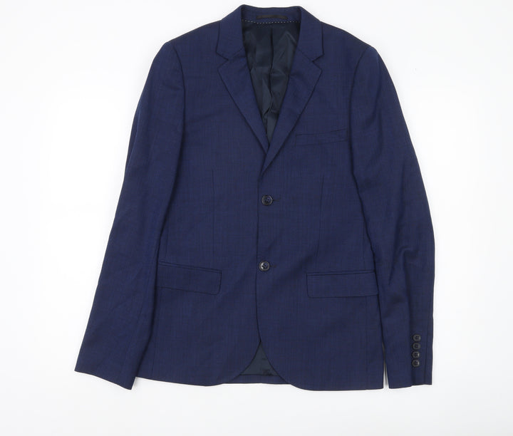 Topman Men’s Blue Slim Fit Wool Blend Blazer Jacket Size 36