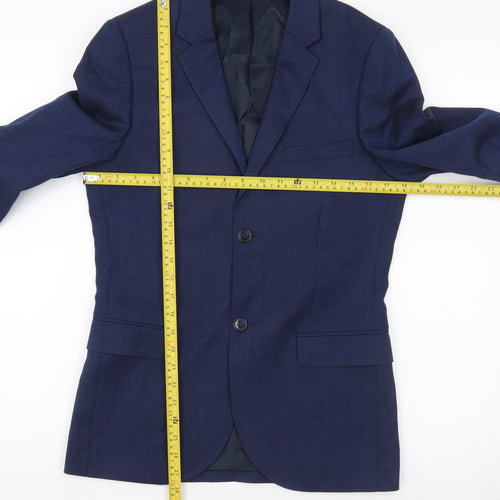 Topman Men’s Blue Slim Fit Wool Blend Blazer Jacket Size 36