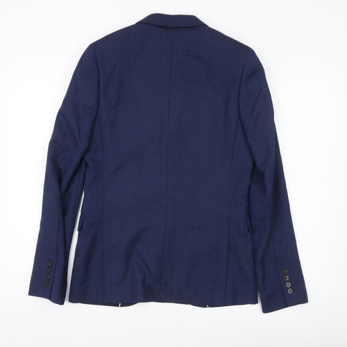 Topman Men’s Blue Slim Fit Wool Blend Blazer Jacket Size 36