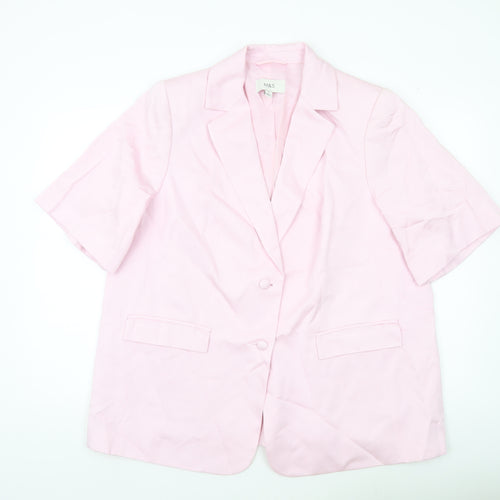 Marks and Spencer Women Pink Linen Blend Short Sleeve Blazer UK 20