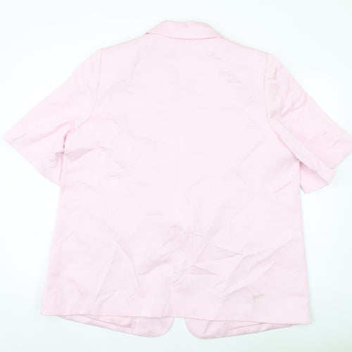Marks and Spencer Women Pink Linen Blend Short Sleeve Blazer UK 20