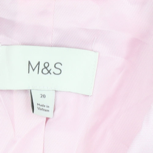 Marks and Spencer Women Pink Linen Blend Short Sleeve Blazer UK 20