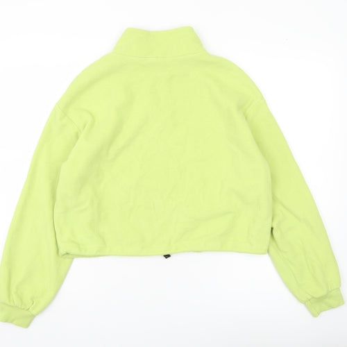 H&M Divided Womens Green Fleece Sweatshirt M 1/2 Zip Human Being Logo