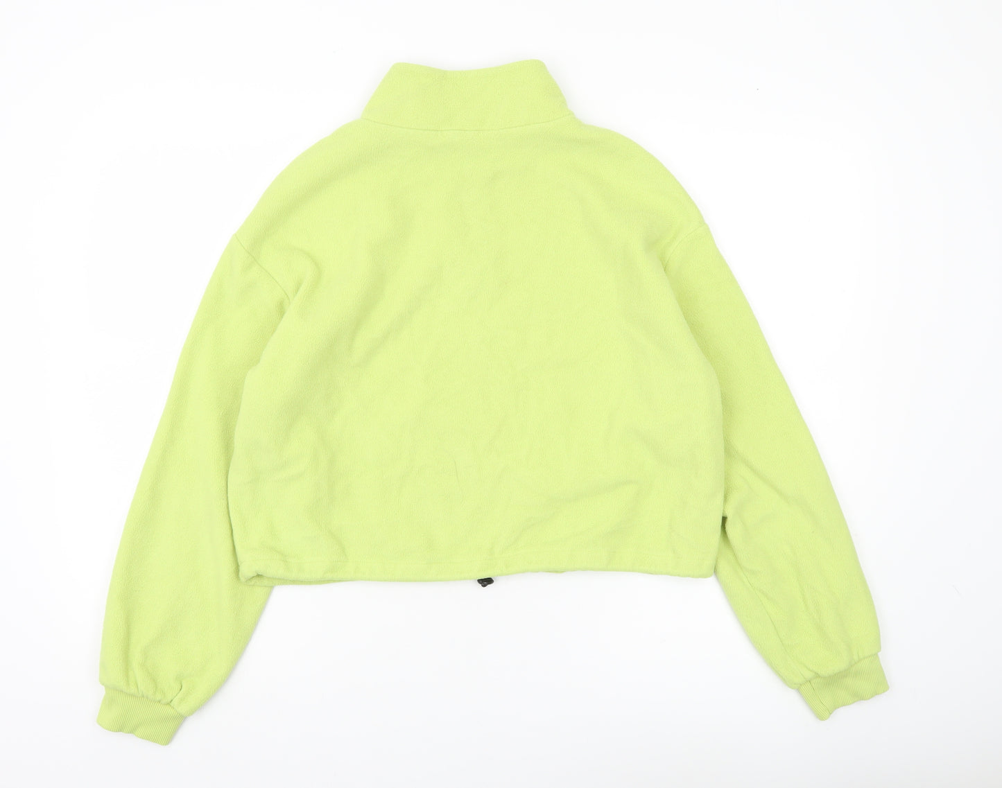H&M Divided Womens Green Fleece Sweatshirt M 1/2 Zip Human Being Logo