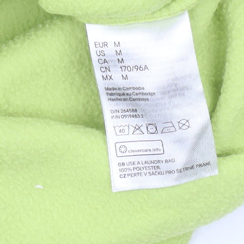 H&M Divided Womens Green Fleece Sweatshirt M 1/2 Zip Human Being Logo