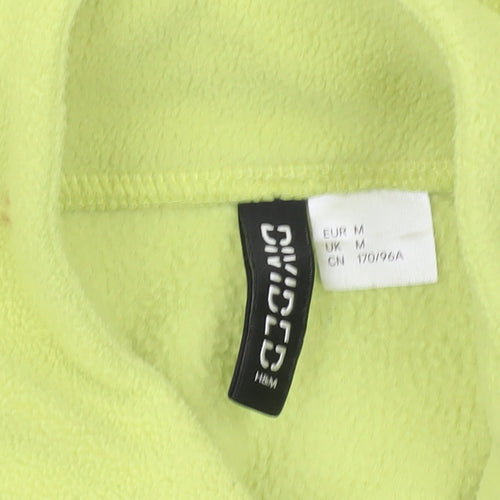 H&M Divided Womens Green Fleece Sweatshirt M 1/2 Zip Human Being Logo