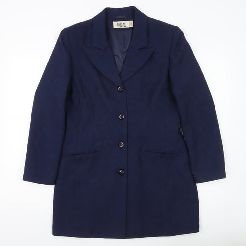 Helline Women’s Blue Long Suit Jacket Size 12 Single Breasted
