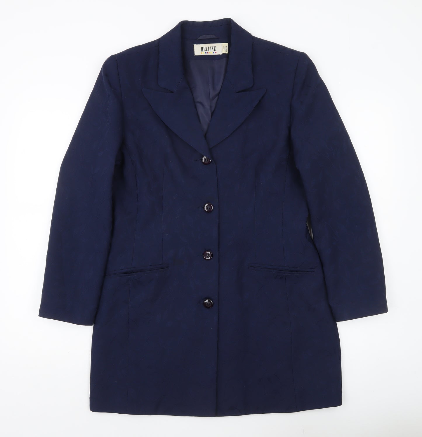 Helline Women’s Blue Long Suit Jacket Size 12 Single Breasted