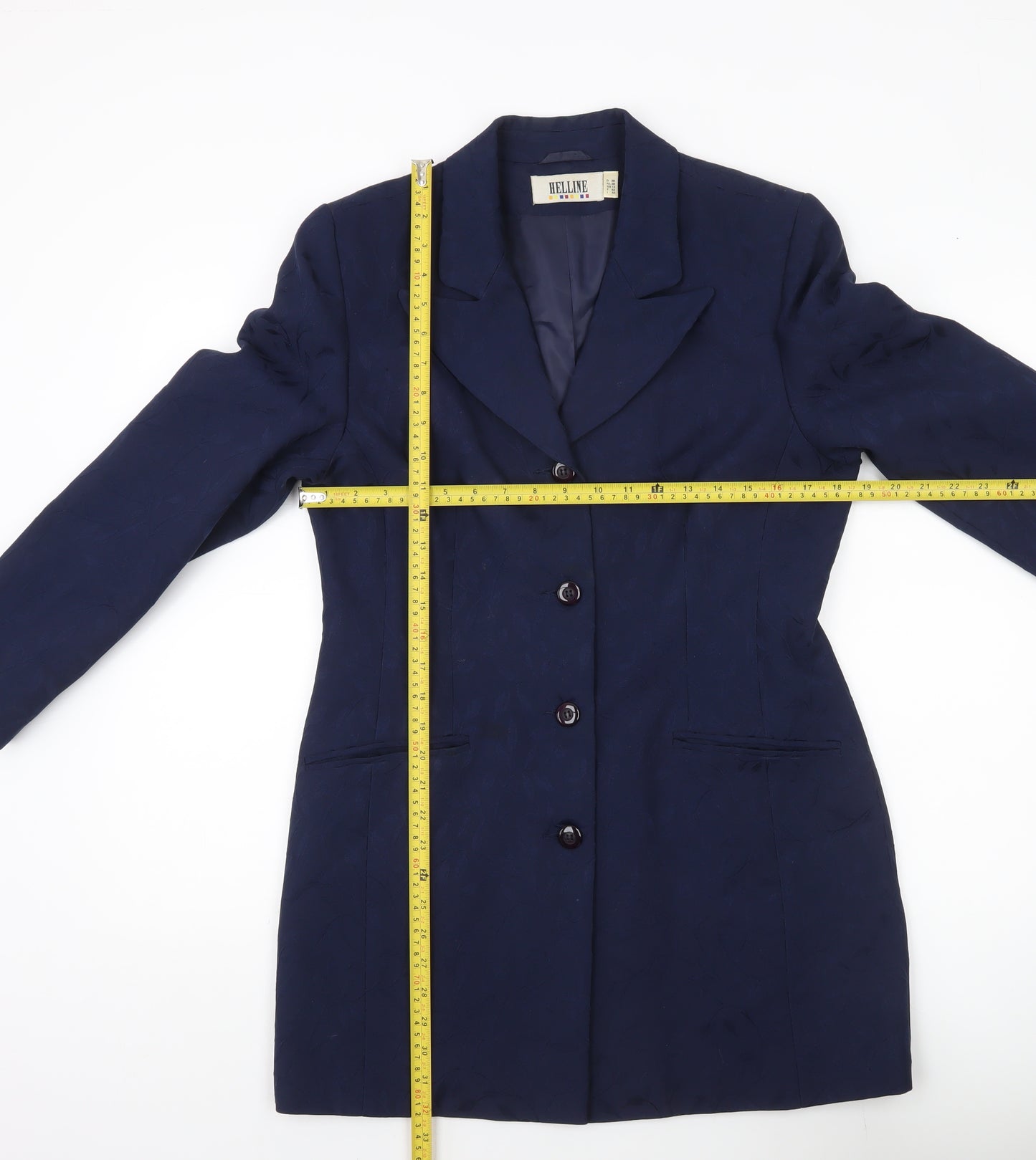 Helline Women’s Blue Long Suit Jacket Size 12 Single Breasted