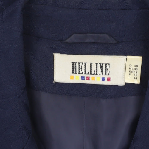Helline Women’s Blue Long Suit Jacket Size 12 Single Breasted