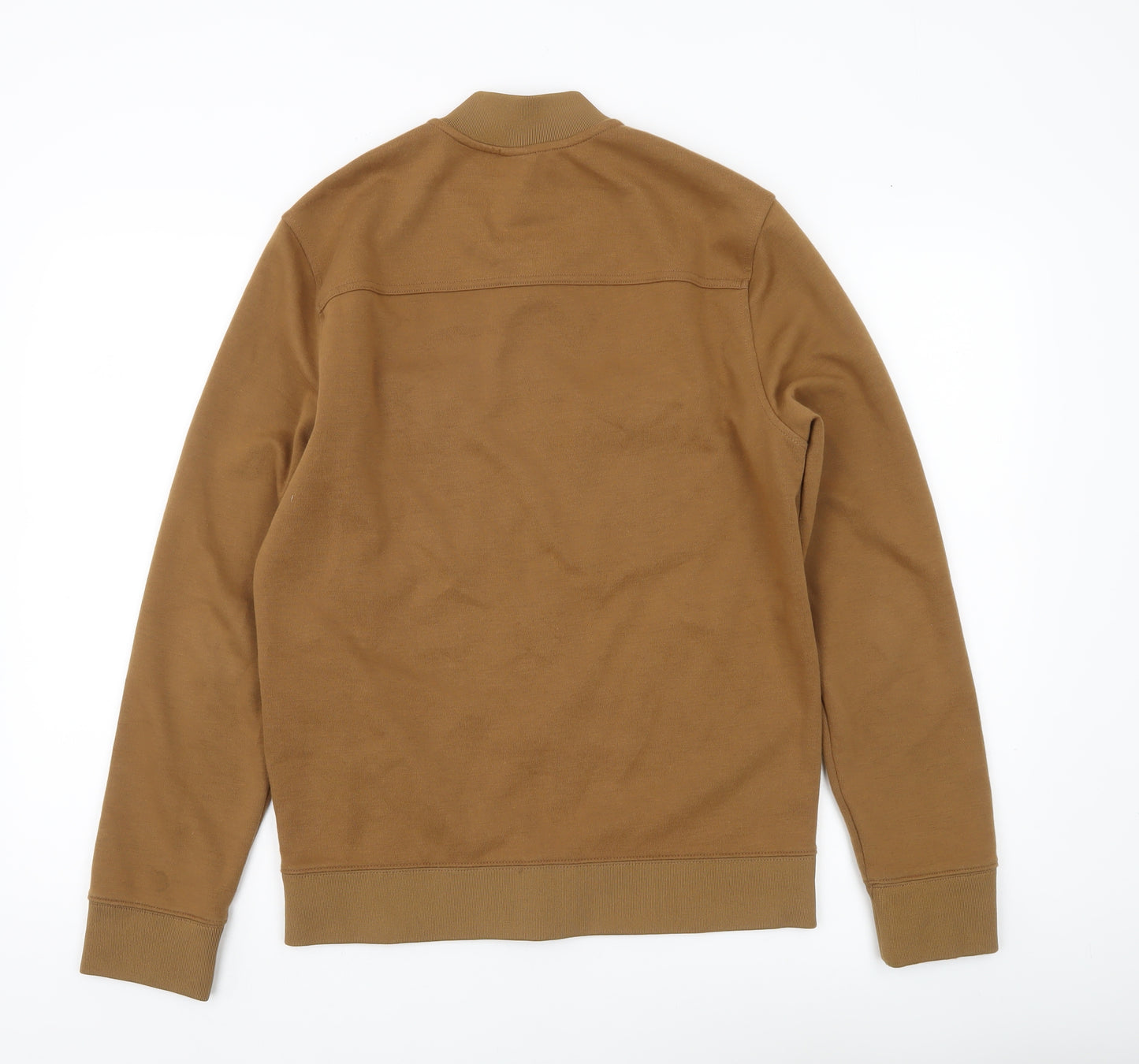 H&M Men's Brown Bomber Jacket S Stand-Up Collar Full Zip