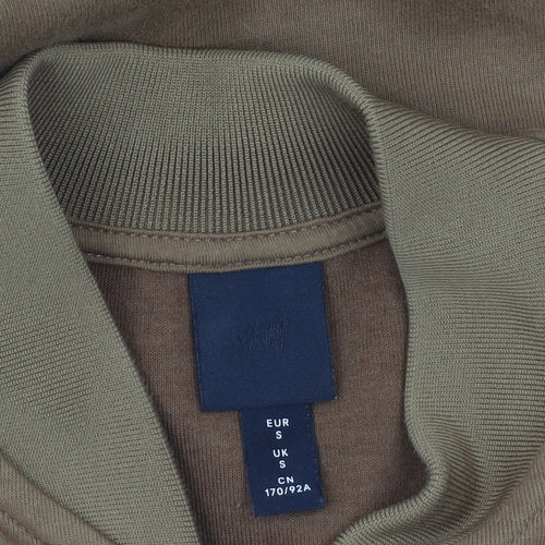 H&M Men's Brown Bomber Jacket S Stand-Up Collar Full Zip