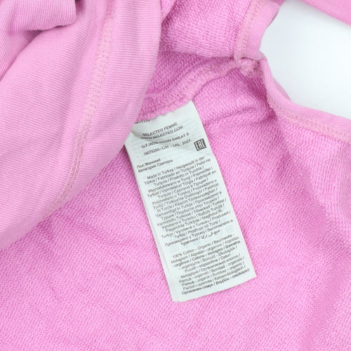 Selected Femme Women's Pink Pullover Hoodie Small Cotton