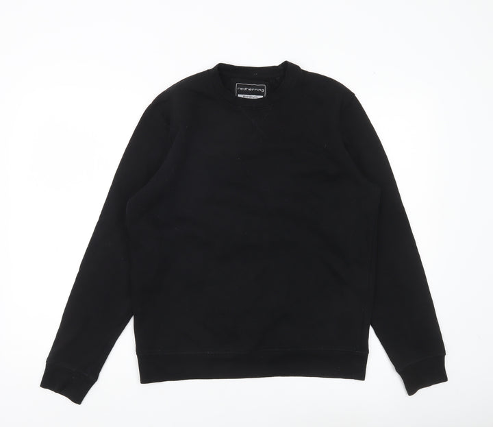 Red Herring Mens Black Medium Sweatshirt Pullover Crew Neck