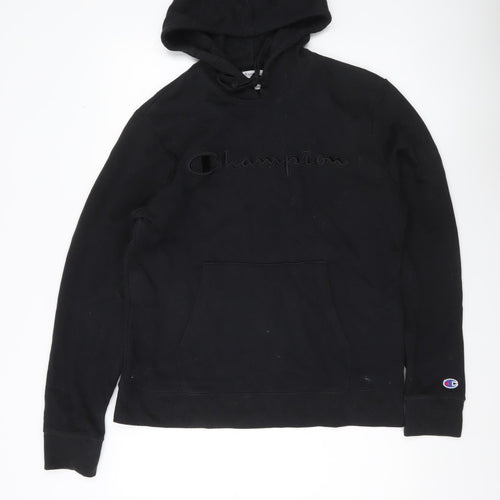 Champion Men’s Black Pullover Hoodie Medium Logo Hooded Sweatshirt