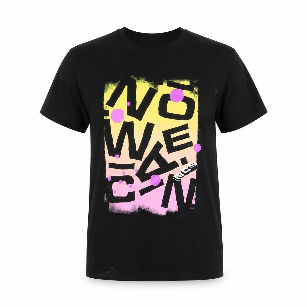 Front view of NSS men’s black medium graphic print crew neck t-shirt