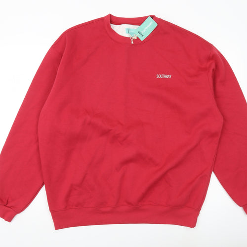 Southbay Mens Red Crew Neck Pullover Sweatshirt Size L Regular Fit