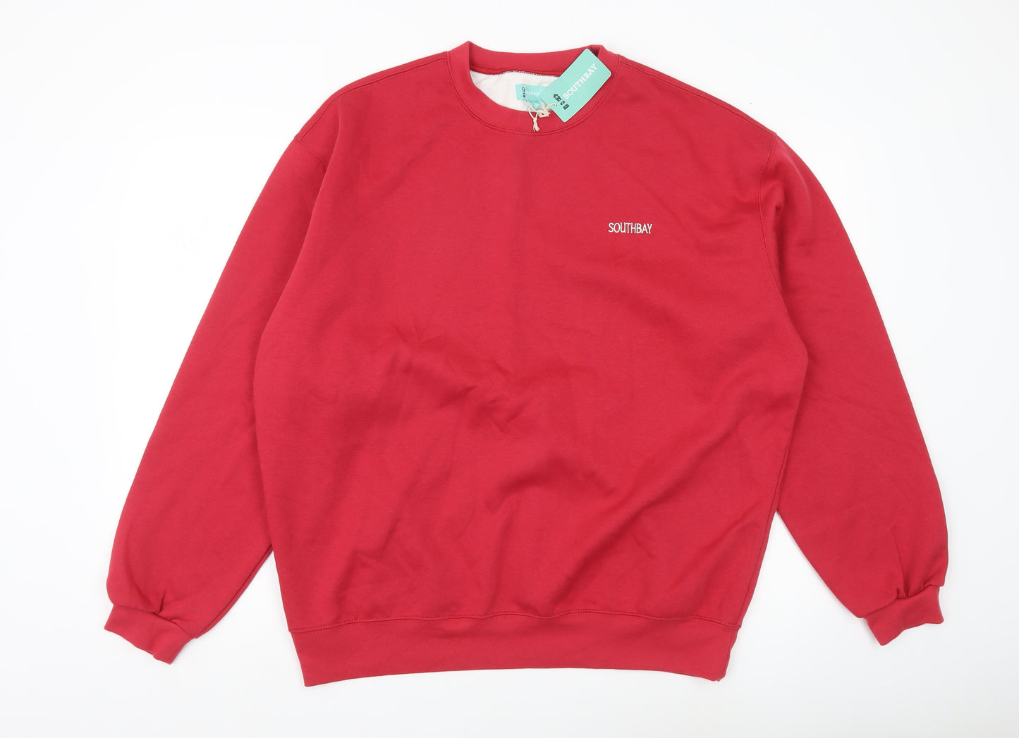 Southbay Mens Red Crew Neck Pullover Sweatshirt Size L Regular Fit