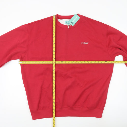 Southbay Mens Red Crew Neck Pullover Sweatshirt Size L Regular Fit
