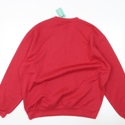 Southbay Mens Red Crew Neck Pullover Sweatshirt Size L Regular Fit