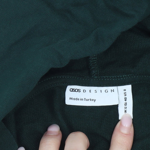 ASOS Design Women’s Green Hoodie Size 12 Pullover Cotton Blend