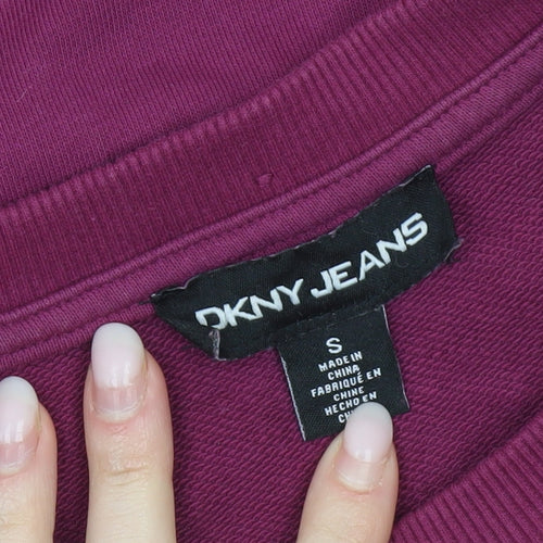 DKNY Women’s Purple Logo Sequin Pullover Sweatshirt Size S